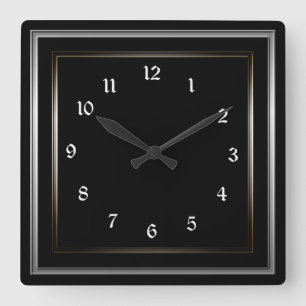 Horloge Carrée Noir simple de cadre en métal