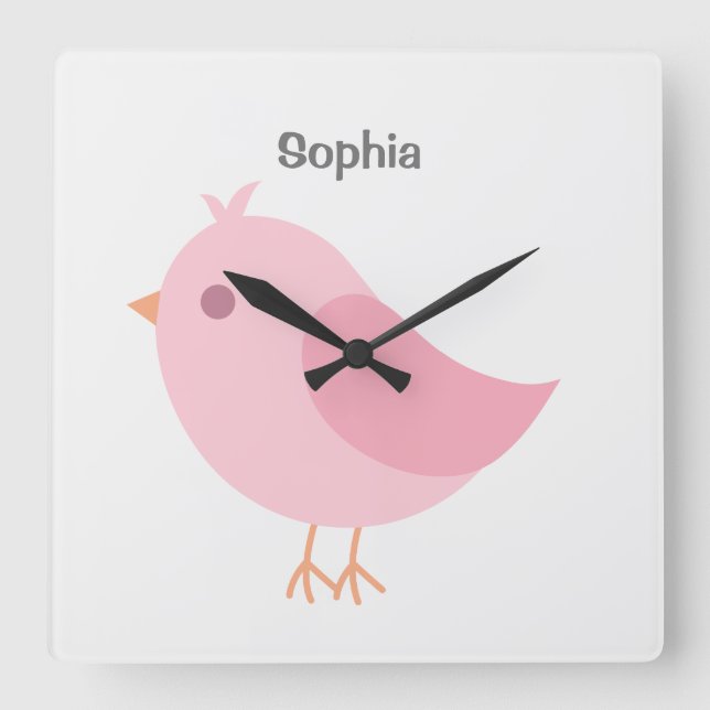 Horloge Carrée Nom bébé personnalisé, Pépinière, Enfants Carré Mu (Recto)