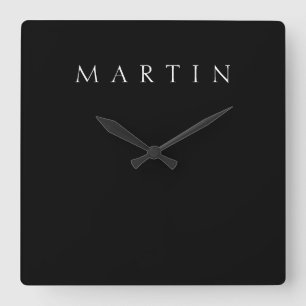 Horloge Carrée Nom classique (ou mot)   Noir et blanc