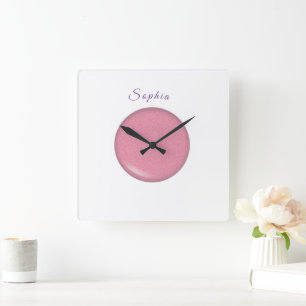 Horloge Carrée Nom de bébé personnalisé, nurserie, enfants, carré