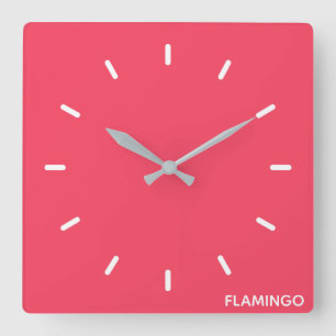 Horloge Carrée Nom de couleur rose Flamant rose