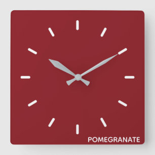 Horloge Carrée Nom de la couleur rouge de la grenade