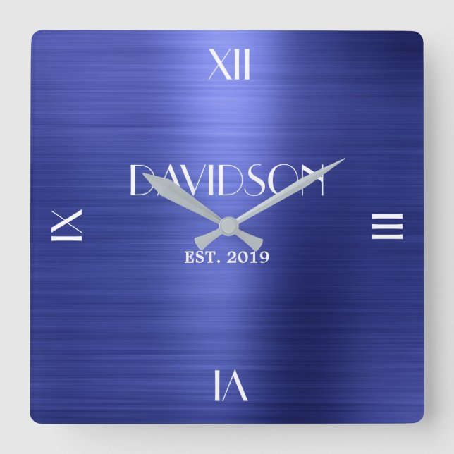 Horloge Carrée Nom personnalisé Métal brossé Acrylique personnali (Recto)