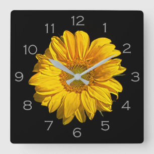 Horloge Carrée Nombre de gris de tournesol wccn