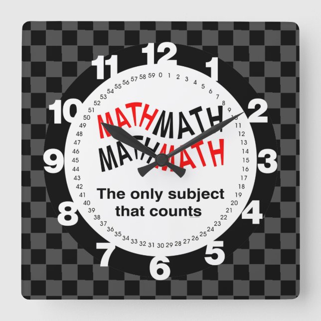 Horloge Carrée Nombre de maths Wavy (Recto)