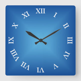Horloge Carrée Nombres arabes ou romains bleu angulaire Ombre