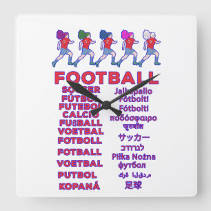 Horloge Carrée Noms de footballeuses multilingues pour fans de sp