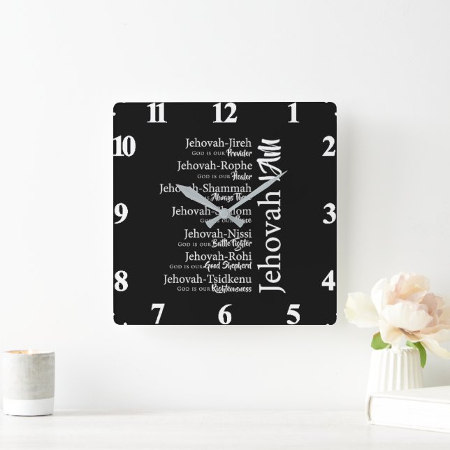 Horloge Carrée Noms de Jéhovah (Maison)
