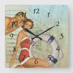 Horloge Carrée Nostalgic Vintage Retro Couple Kitchen Clock