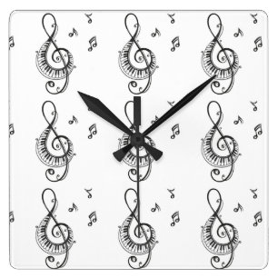 HORLOGE CARRÉE NOTES MUSICALES DU COEUR FERMER
