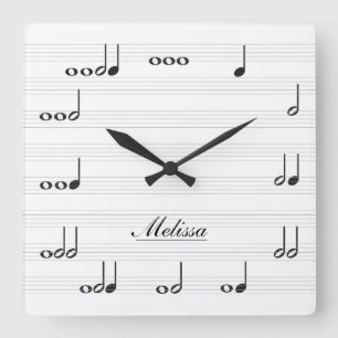 Horloge Carrée Notes musicales personnalisées