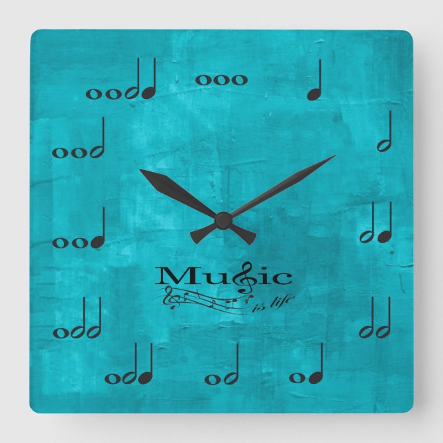 Horloge Carrée Notes musicales personnalisées - La musique est la (Recto)