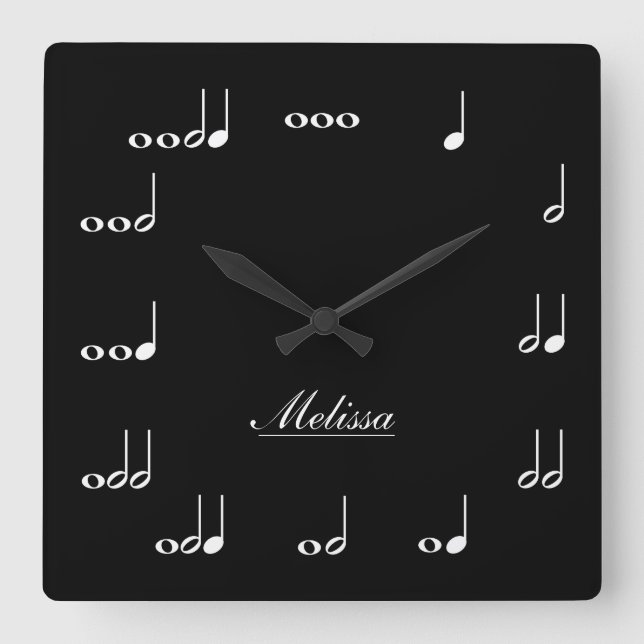 Horloge Carrée Notes personnalisées de musique (Recto)