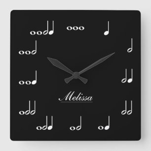 Horloge Carrée Notes personnalisées de musique