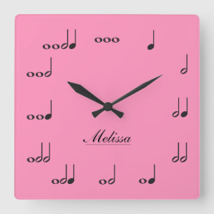 Horloge Carrée Notes personnalisées de musique