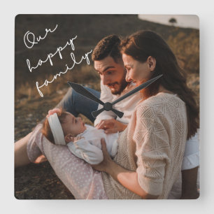 Horloge Carrée Notre joyeux cadenas photo de famille