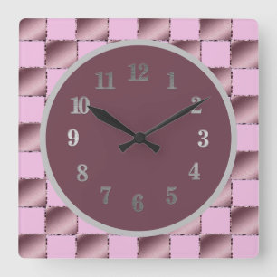 Horloge Carrée Nourriture bébé Soie rose pourpre Carré Motif