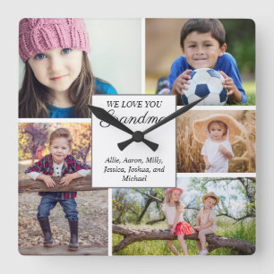 Horloge Carrée Nous t'aimons Grand-mère Enfant Famille Photo Pers