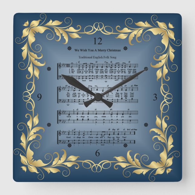 Horloge Carrée Nous Vous Souhaitons Un Joyeux Noël ~ Sheet Music  (Recto)