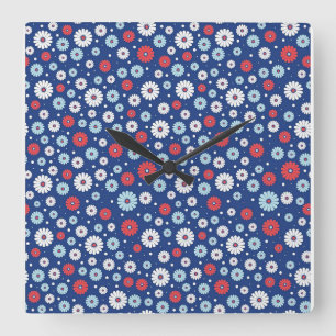 Horloge Carrée Nouveau cadeau maison Floral rouge et blanc