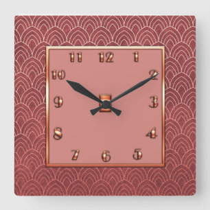Horloge Carrée Nouveau style Art déco en cuivre