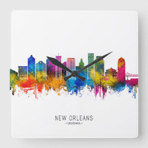Horloge Carrée Nouvelle-Orléans Skyline Louisiane