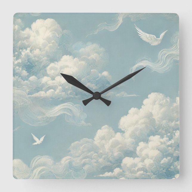 Horloge Carrée Nuages éthérés (Recto)