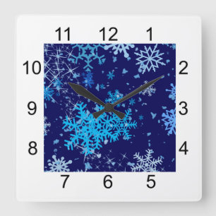 Horloge Carrée Nuit de Noël neige
