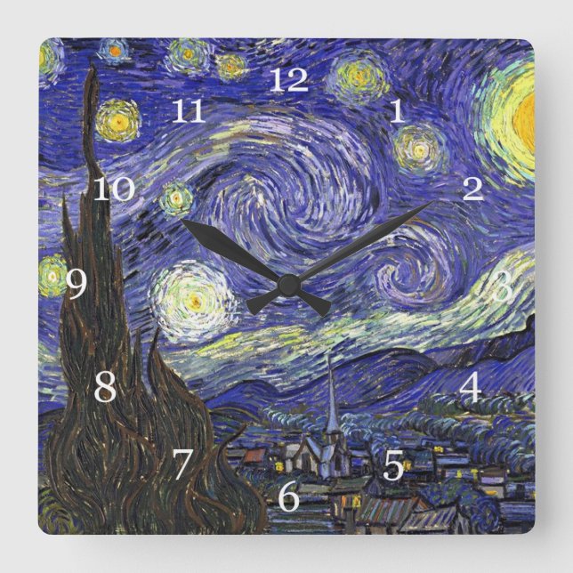 Horloge Carrée Nuit étoilée, Vincent Van Gogh. (Recto)