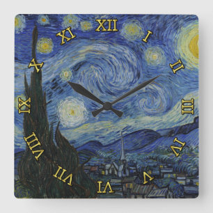 Horloge Carrée Nuit étoilée Vincent van Gogh