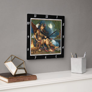 Horloge Carrée Nuits amérindiennes : La brillance de l'Eagle Shad