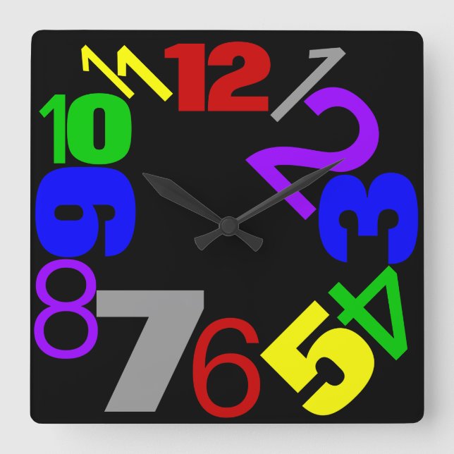 Horloge Carrée ~Numbers~ MUR HORLOGE, MULTICOLORED, PERSONNALISER (Recto)