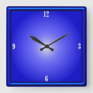 Horloge Carrée Numéro blanc du Cobalt Blue Four