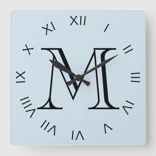 Horloge Carrée Numéro Bleu Monogram (Recto)