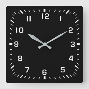 Horloge Carrée Numéro de Carré blanc Facebook en noir