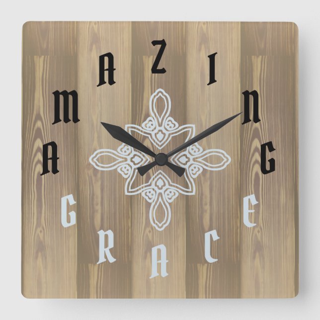 Horloge Carrée Numéro de lettre Grain de bois (Recto)