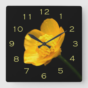 Horloge Carrée Numéros de citron fleur de beurre wccn