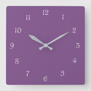 Horloge Carrée Numéros de script blanc sur wccn mauve