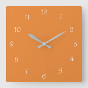 Horloge Carrée Numéros de script blanc sur wccn orange