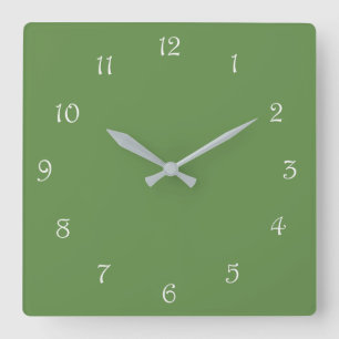 Horloge Carrée Numéros de script blanc sur Wccn vert