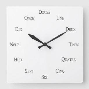 Horloge Carrée Numéros français Apprentissage des langues Personn