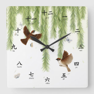 Horloge Carrée Numéros Kanji Sparrows Sq Pronunciation Romaji