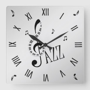 Horloge Carrée Numéros romains de jazz cool