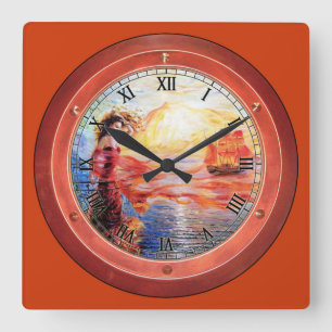 Horloge Carrée Numéros romains des femmes et des navires