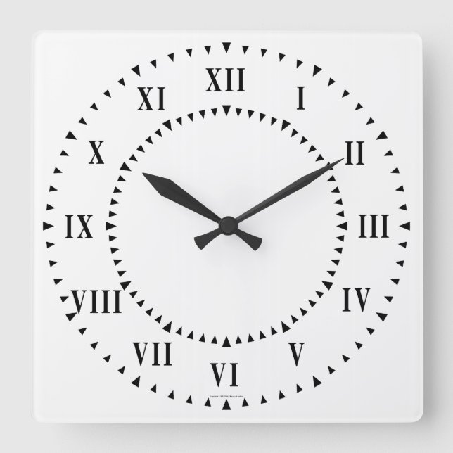 Horloge Carrée Numéros Romains Gras Avec Poinçons De Guide (Recto)