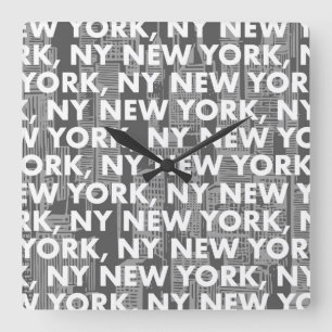 Horloge Carrée NY NEW YORK Motif graphique