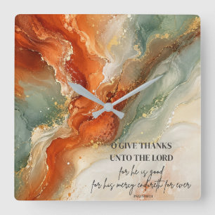 Horloge Carrée O RENDRE GRÂCE AU SEIGNEUR Cadeau de Thanksgiving