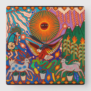 Horloge Carrée Oaxaca Mexico Mexican Mayan Tribal Art boho Travel