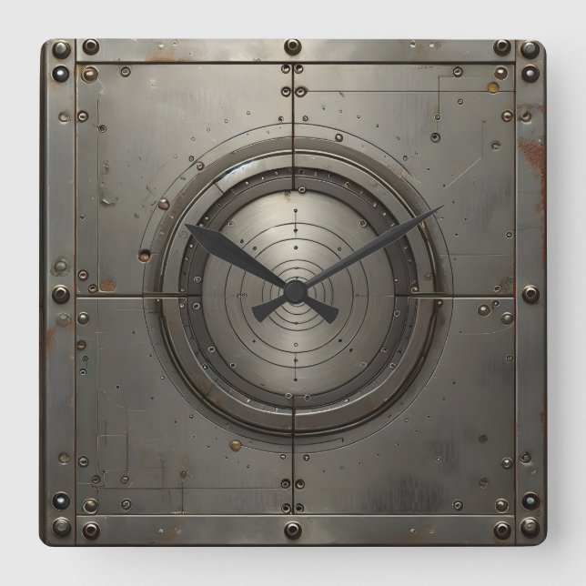 Horloge Carrée objet en acier (Recto)
