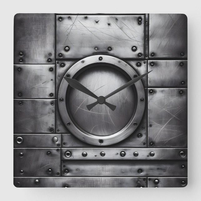 Horloge Carrée objet en acier (Recto)